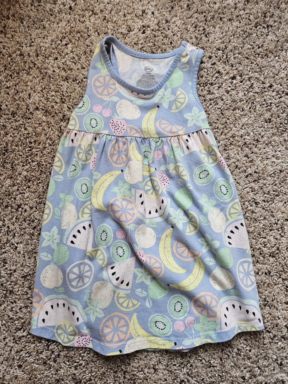 wonder nation Pastel Fruit Print Tank Dress in Light Blue